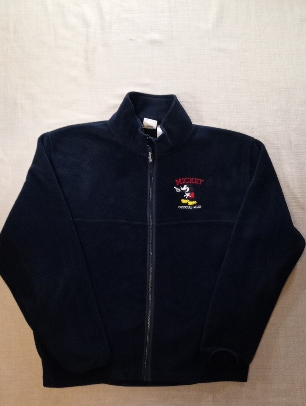 Vintage Size Medium Disney Navy Mickey Embroidered Full-Zip Fleece Jacket